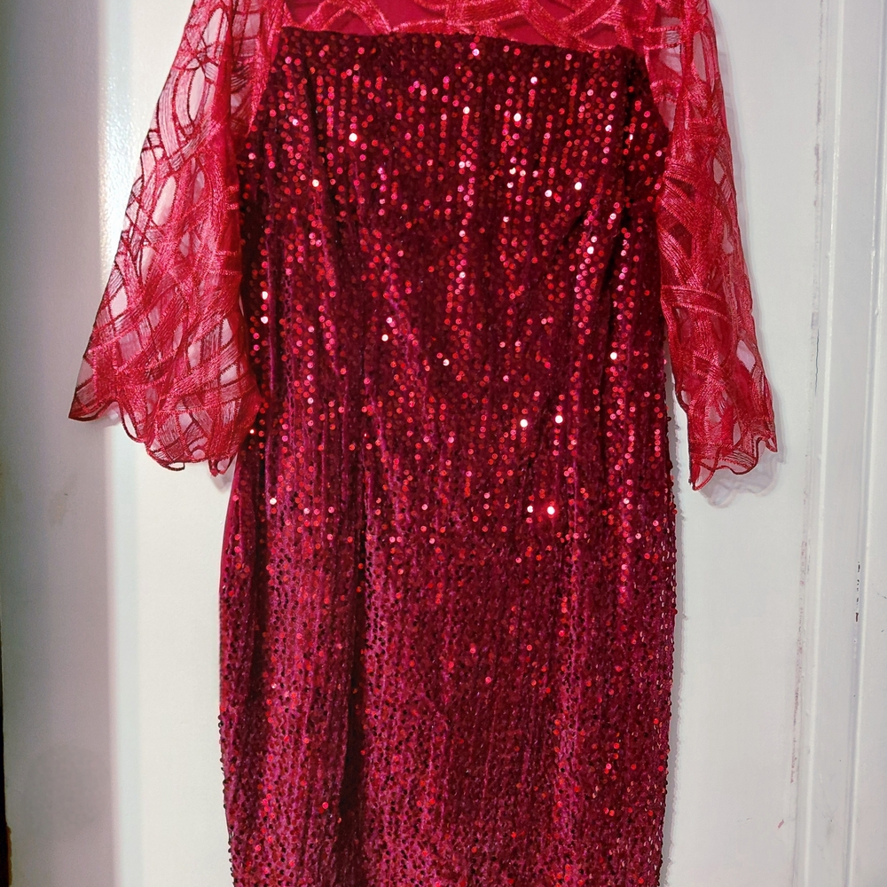 SHEIN  Burgundy Sequin Midi Dress 1XL
